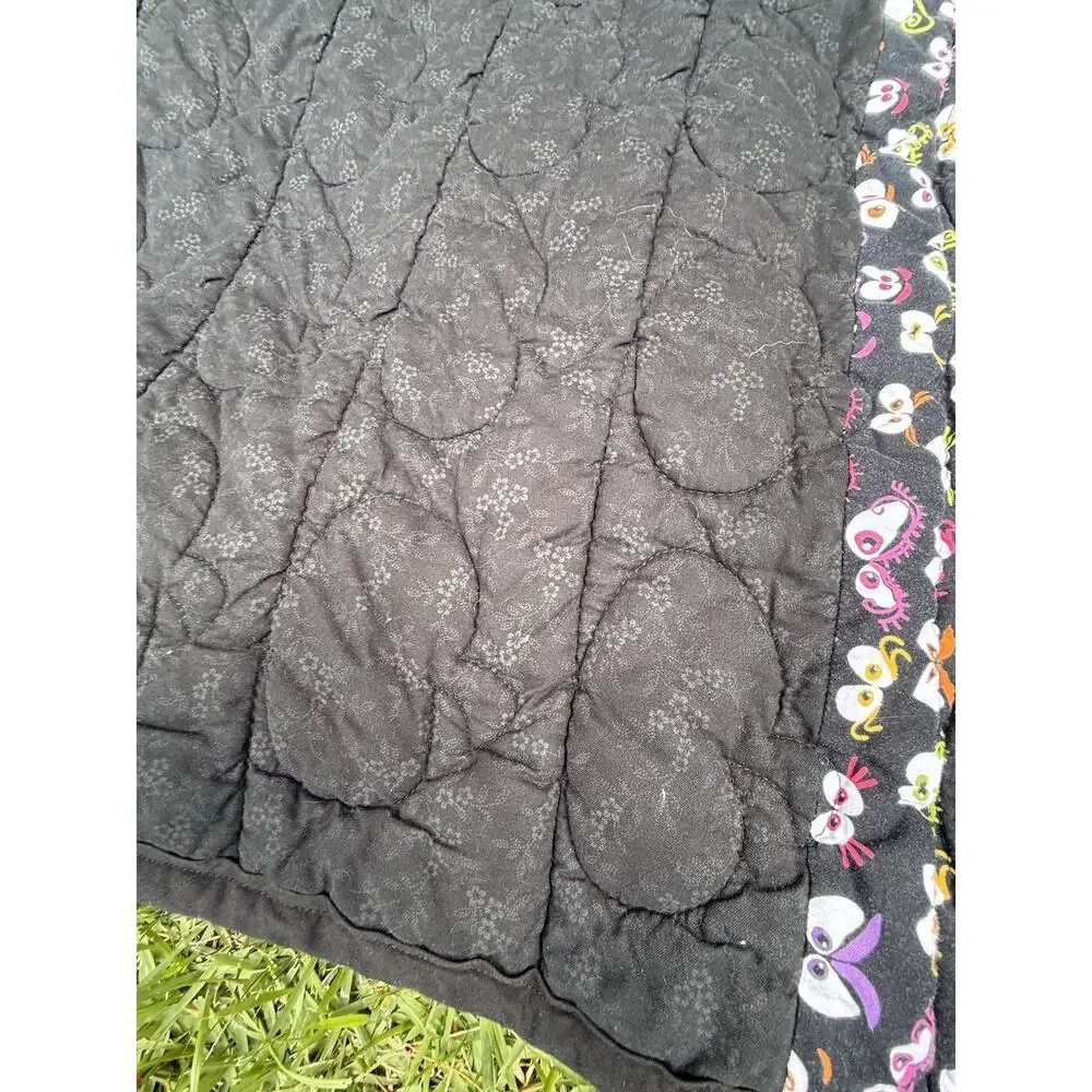 Handmade Quilt Halloween Candy Corn Front -Black Back W Bats 50” Cute!